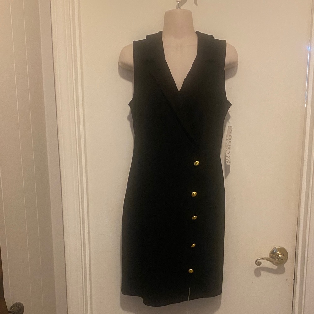 Almost Famous Black Dress with Gold Accents